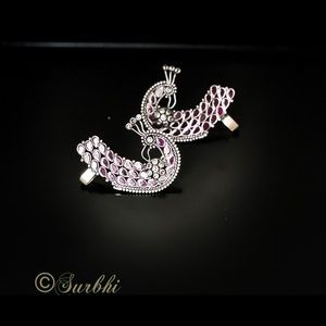 925 silver Indian red onyx peacock ear cuff